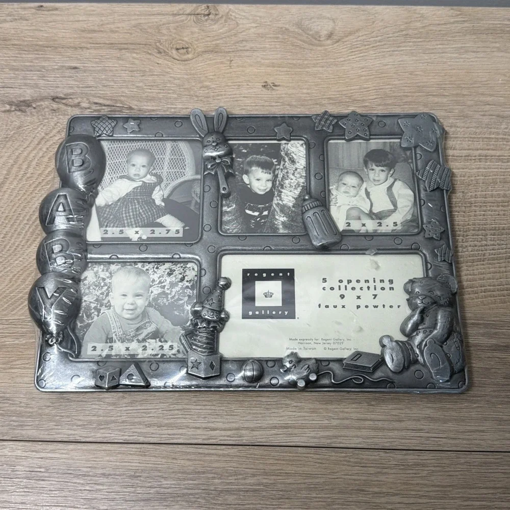Gallery Baby Pewter Photo Frame 5 Opening Teddy Bear Nursery Collage 9x7